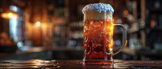 Stylized beer glass in 3D - obrazy, fototapety, plakaty