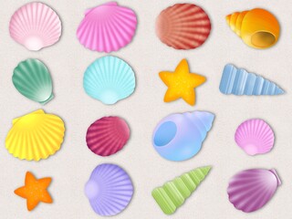 貝殻のシームレスパターン（砂浜）A-4