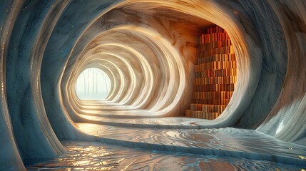 Surreal book paradise in 3D abstract