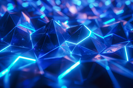 Abstract Blue Crystalline Structure Close-Up
