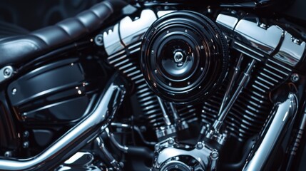 Obraz na płótnie Canvas Motorcycle engine. Motor and mechanism closeup 