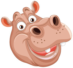 Vector illustration of a smiling hippo face