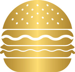 Food and drink icon, golden hamburger icon