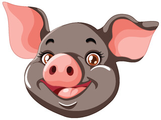 Vector graphic of a smiling pig's face