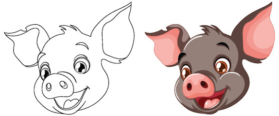 Vector illustration of a happy pig character