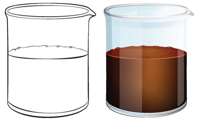 Vector illustration of a glass, empty and filled