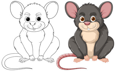 Vector illustration of two cartoon mice, colored and outlined.