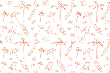 Trendy Summe hand drawn style Beach Vibes Seamless Pattern Vector illustration design for fashion, fabric, textile, wallpaper, wrapping and all prints.