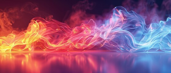 Neon wave smoke in 3D art