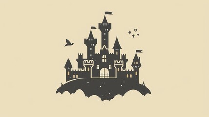 simple medieval castle Logo illustration vector design template - obrazy, fototapety, plakaty