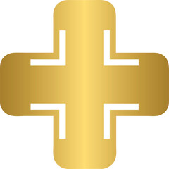 Obraz premium Golden health and wellness icon, golden medical cross icon