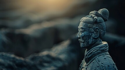 A close up of a weatheredBing Ma Yong (bingmayong)