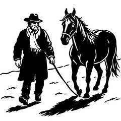 an-old-man-leads-a-horse-walking-in-the-snow-black
