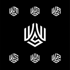 WWS Hexagon Lettermark Logo Set..