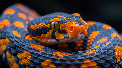 Illustration of close-up of coiled snake