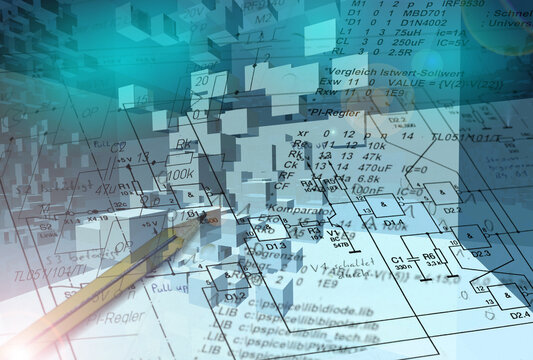 Technologie Hintergrund - Elektronik und Programmcode - Programmierung mit Modulen in 3D Cyberspace - Industrie Digitalisierung und Automation