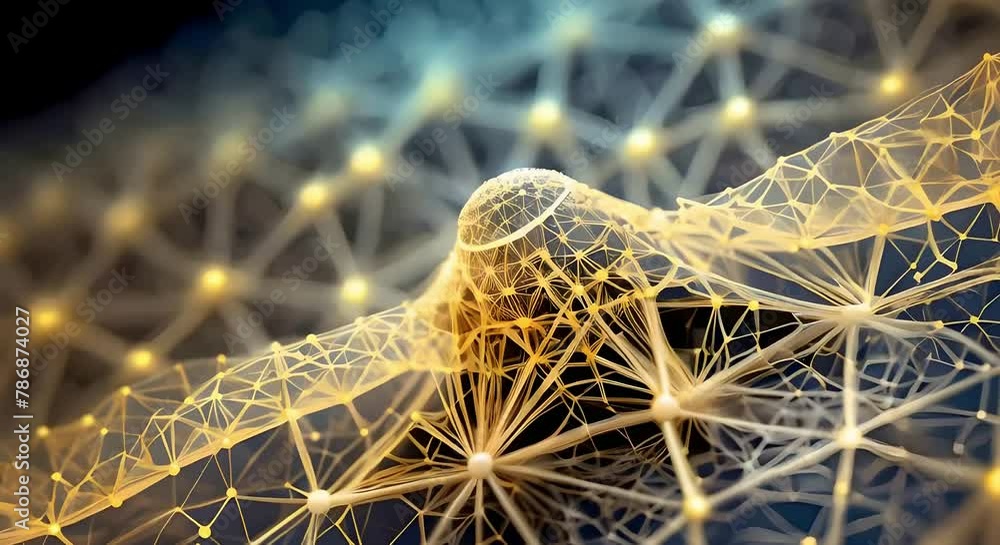 Poster 3d network connections, symbolizing concepts like connectivity, data transfer, and technology in a v