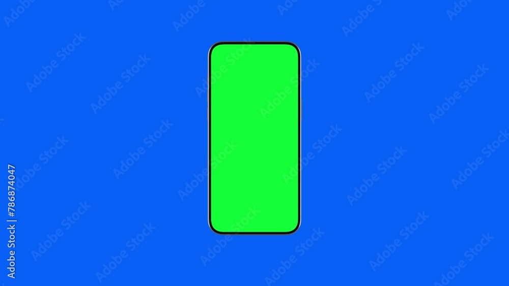 Fototapete smartphone display with green screen for chroma key. rotating mock up of smart phone with empty gree
