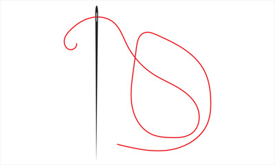 Elegant needle with thread. Black silhouette with sewing needle. Vector Eps 10./AI