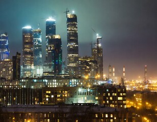 Obraz premium city skyline at night, city, skyline, building, cityscape, urban, architecture