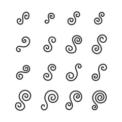 Abstract wave swirl shape art decoration isolated vector illustration.