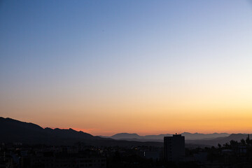 Sunrise and empty sky in the city of Fes