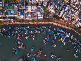 Cheung Chau, Hong Kong: Aerial top downview of the Cheung Chau island, famous for its authentic...