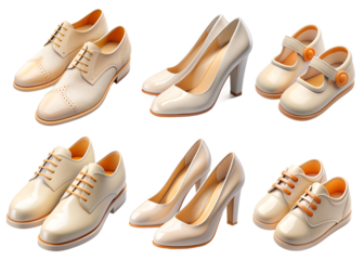 3d Icon Set Object elements woman, man and kid shoes