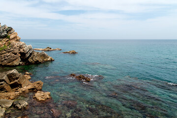View of the rocky seaside