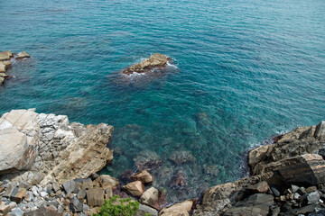 High-angle view of the transparent sea from the cliff