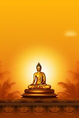 A buddha sits in vesak buddha purnima day with copy space. Background for vesak festival day
