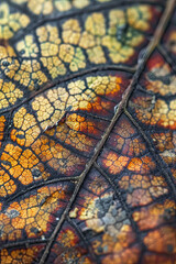 An autumn leaf's decay reveals a mosaic of color and pattern, a testament to nature's artistry in transition.