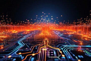 Quantum computers systems with machine learning models concept. Generated with AI