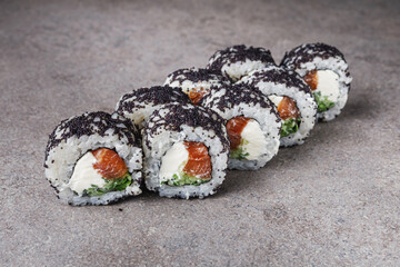 delicious fresh sushi roll philadelphia cheese with salmon cucumber