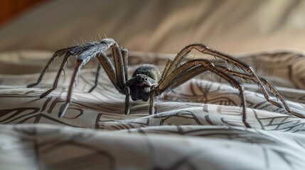 Black widow spider on bed.