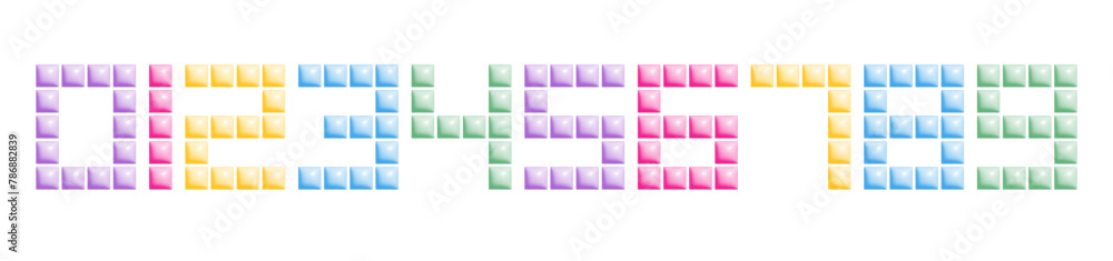 Poster halftone print dots textured geometric numbers set