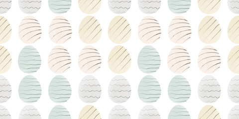 Cute illustration with colorful Easter eggs with watercolor texture, spring banner