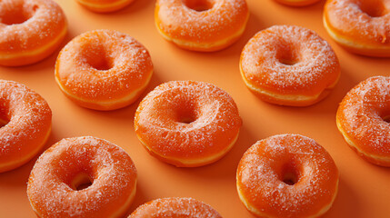 Pumpkin Donuts on an Orange Background