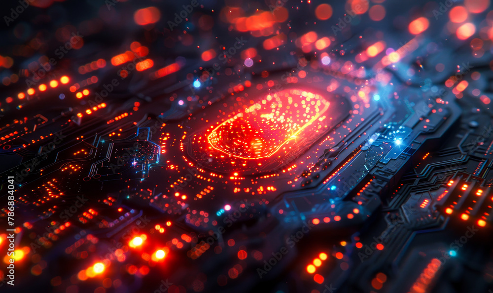 Poster enterprise cybersecurity 2fa fingerprint authentication login erp online account access futuristic b