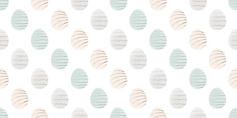 Cute illustration with colorful Easter eggs with watercolor texture, spring banner