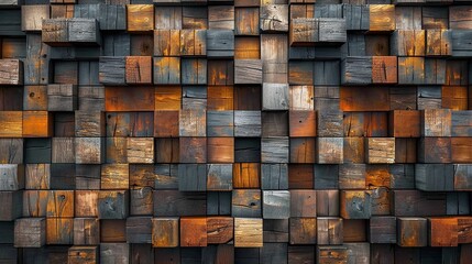 3D illustration wooden pattern wall