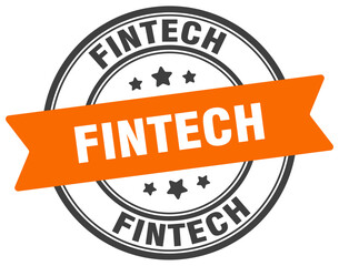 fintech stamp. fintech label on transparent background. round sign
