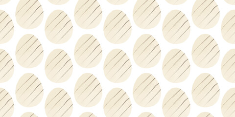 Cute illustration with colorful Easter eggs with watercolor texture, spring banner