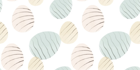 Cute illustration with colorful Easter eggs with watercolor texture, spring banner