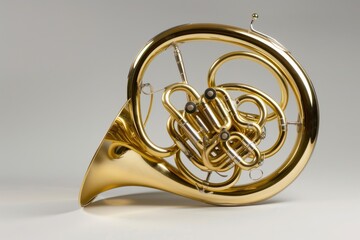 Showcase the unique curves and shapes of a French horn bell - obrazy, fototapety, plakaty