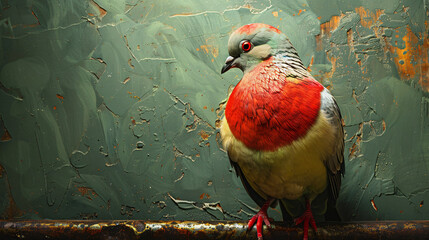 Red breasted green pigeon - obrazy, fototapety, plakaty