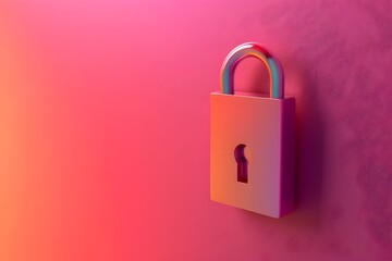 Secure Digital Firewall Vibrant Geometric Padlock Symbolizing Online Privacy and Cybersecurity Protection