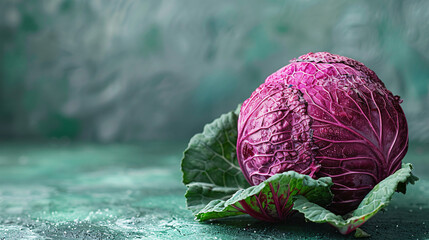Red Cabbage Isolated on a green Background