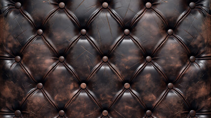 Fototapeta premium Brown Classic fabric texture designed for furniture. Button leather fabric texture. Velvet furniture leather background.