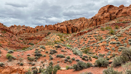 Beautiful red rock landscape on a cloudy day